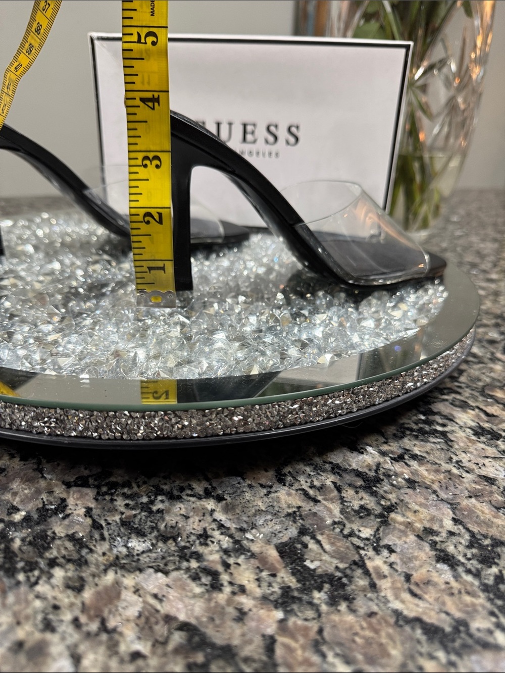 GUESS Hambree Black Heeled Mule with Clear PVC Strap NEW 6.5 - Picture 13 of 14